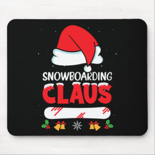 Alfombrilla De Ratón Snowboard Claus Santa Hat Funny Snowboard