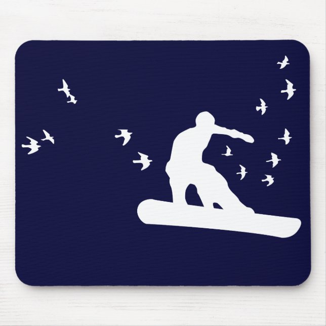 Alfombrilla De Ratón snowboard con aves. (Frente)