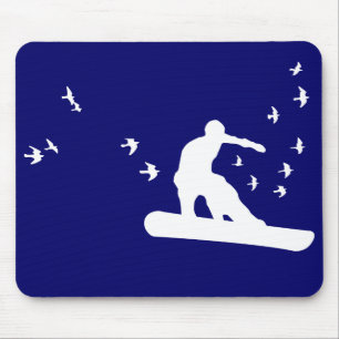 Alfombrilla De Ratón snowboard con aves.