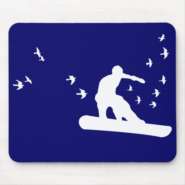 Alfombrilla De Ratón snowboard con aves. (Frente)