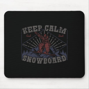 Alfombrilla De Ratón Snowboard Mantén la Calma Vintage Retro Snowording