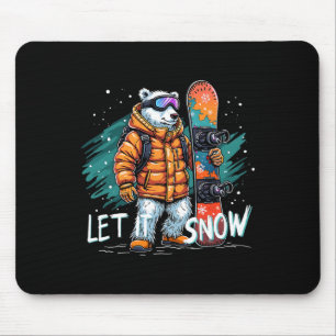 Alfombrilla De Ratón Snowboard Polar Oso Invierno Divertido aventur árt