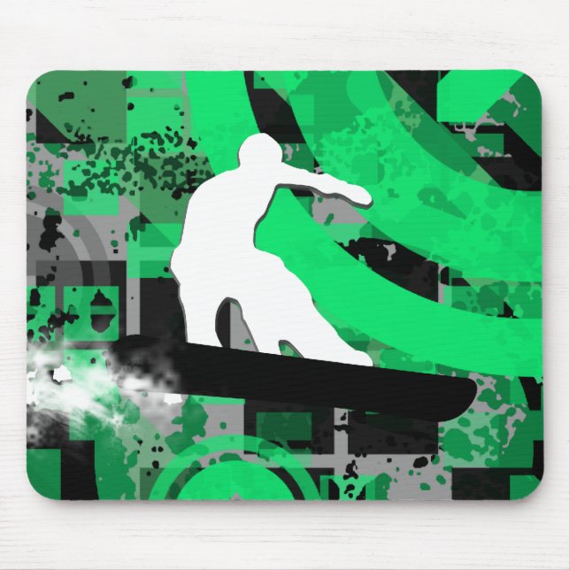 Alfombrilla De Ratón snowboard, rastro de polvo. (Frente)