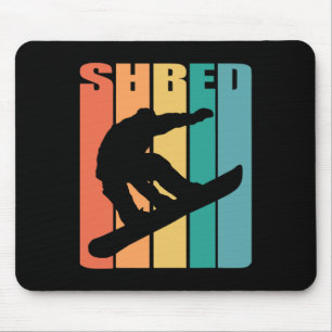 Alfombrilla De Ratón Snowboard Retro 70s Imagen Silhouette Fun Gift Sn