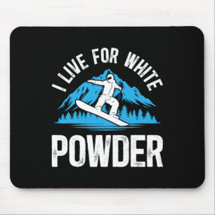 Alfombrilla De Ratón Snowboard Vivo Para Snowboarder S En Polvo Blanco