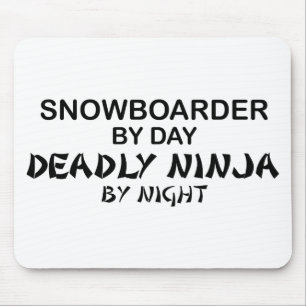 Alfombrilla De Ratón Snowboarder Ninja mortal por noche