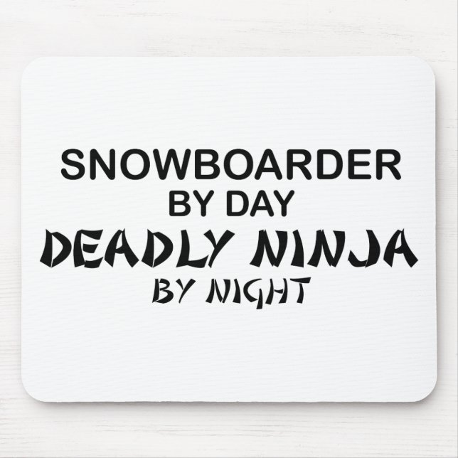 Alfombrilla De Ratón Snowboarder Ninja mortal por noche (Frente)