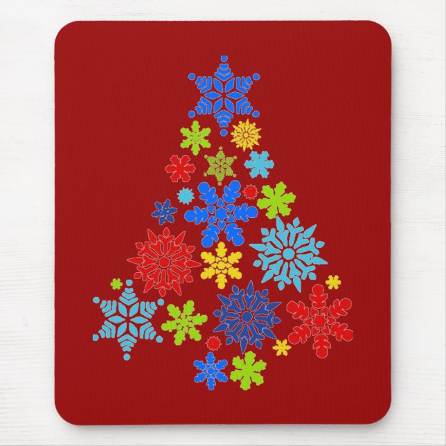 Alfombrilla De Ratón Snowflakes Christmas Tree Mousepad (Frente)