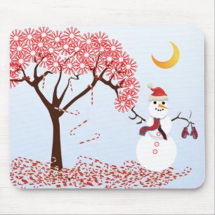Alfombrilla De Ratón SnowMan Candy Tree Tree MousePad -