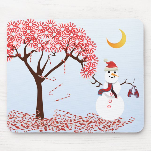 Alfombrilla De Ratón SnowMan Candy Tree Tree MousePad - (Frente)