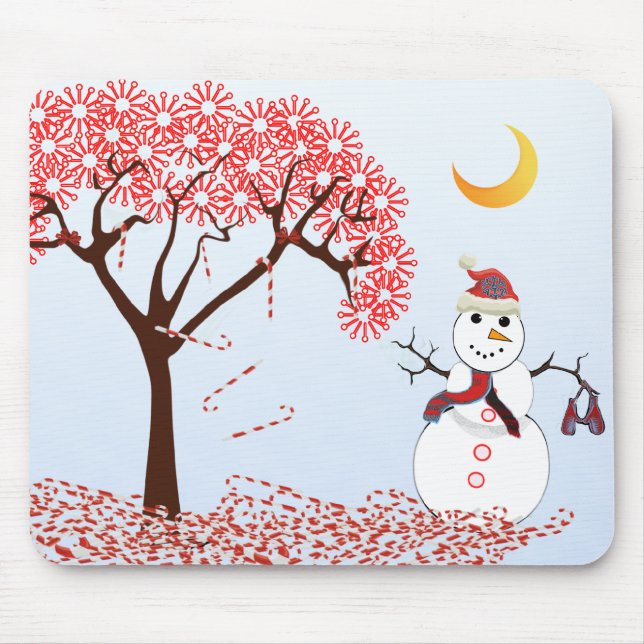 Alfombrilla De Ratón SnowMan CandyCane Tree MousePad (Frente)