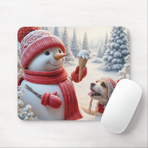 Alfombrilla De Ratón Snowman con helado