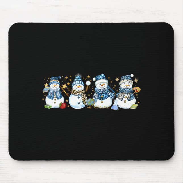 Alfombrilla De Ratón Snowman Teacher Winter Leopard Clroom Cute Blue St (Frente)
