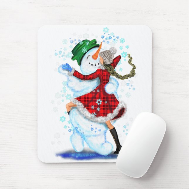 Alfombrilla De Ratón Snowman y Chica bailarines almohadilla del ratón (Con ratón)