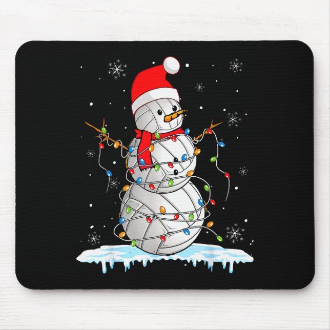 Alfombrilla De Ratón Snowmies Santa Lights Christmas Snowman Volleyball (Frente)