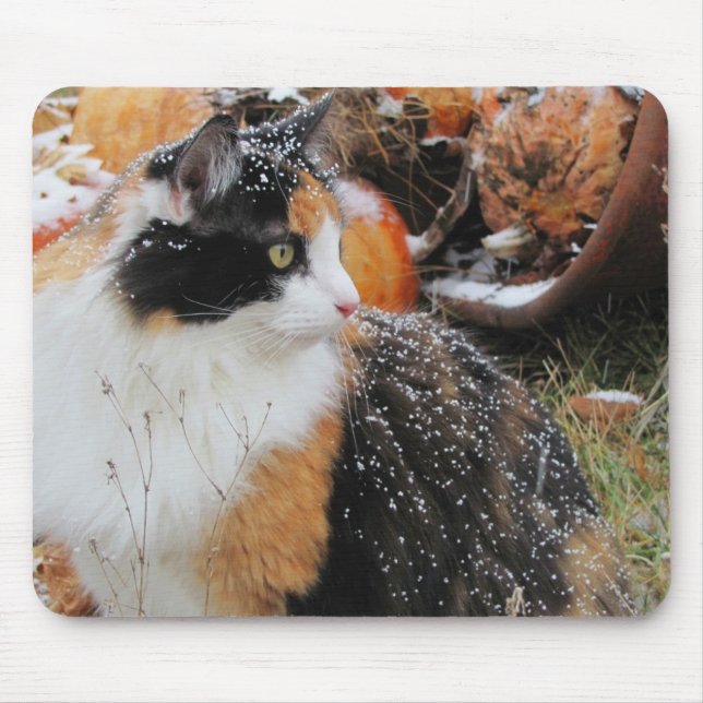Alfombrilla De Ratón Snowy Calico Cat (Frente)