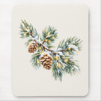 Alfombrilla De Ratón Snowy Pine Branch