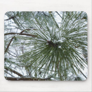 Alfombrilla De Ratón Snowy Pine Needles Winter Nature Photography