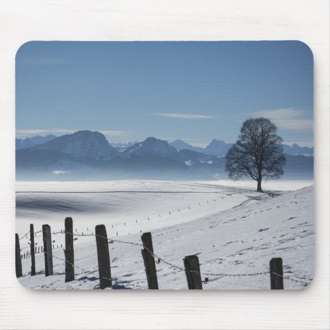 Alfombrilla De Ratón Snowy Winter Country Landscape Photo (Frente)