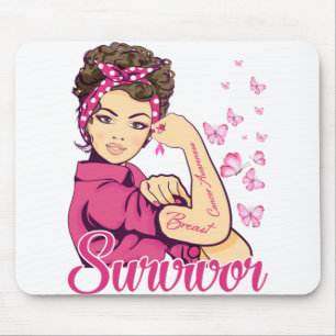 Alfombrilla De Ratón Sobreviviente Rosie Riveter Conciencia sobre el cá