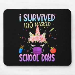 Alfombrilla De Ratón Sobrevivió a 100 días de escuela enmascarados con