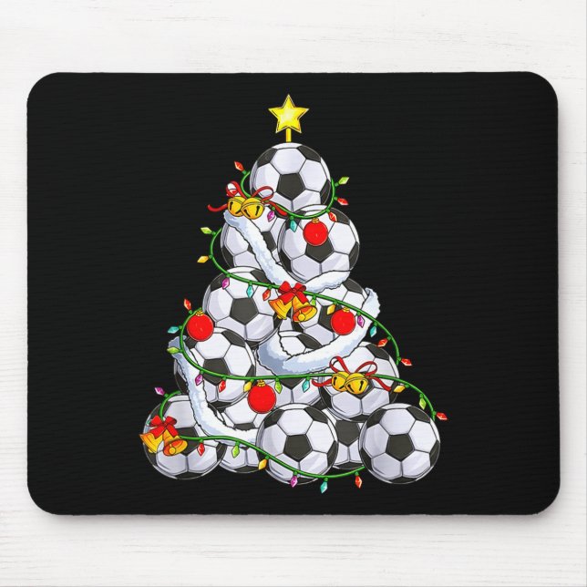 Alfombrilla De Ratón Soccer Christmas Tree Ball Santa Hat Funny Xmas So (Frente)