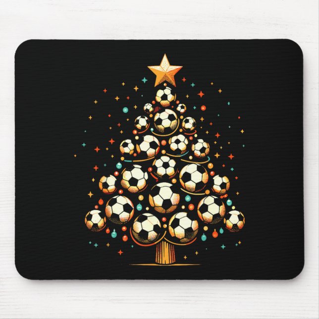 Alfombrilla De Ratón Soccer Christmas Tree Santa Xmas Girls Boys Men Ki (Frente)