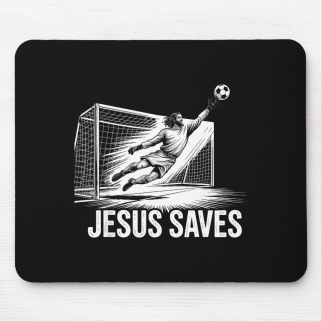 Alfombrilla De Ratón Soccer Goalie Goalkeeper Jesus Saves Christian Soc (Frente)