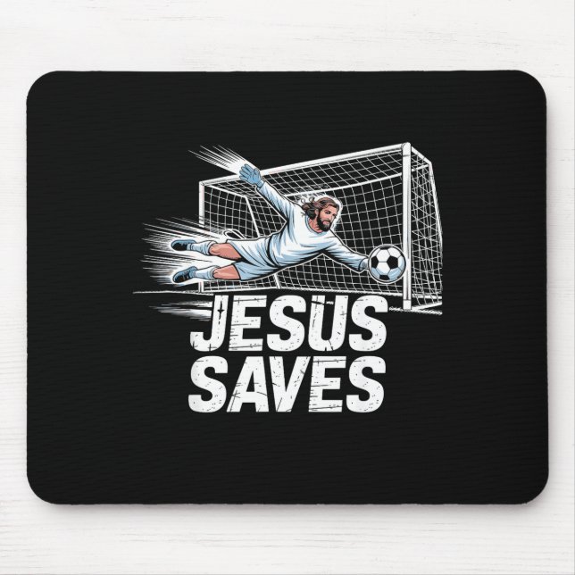 Alfombrilla De Ratón Soccer Goalie Goalkeeper Jesus Saves Christian Soc (Frente)