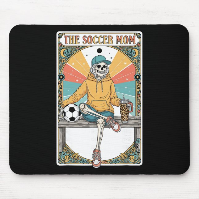 Alfombrilla De Ratón Soccer Mom Tarot Card Skeleton Coffee Byll Sidelin (Frente)