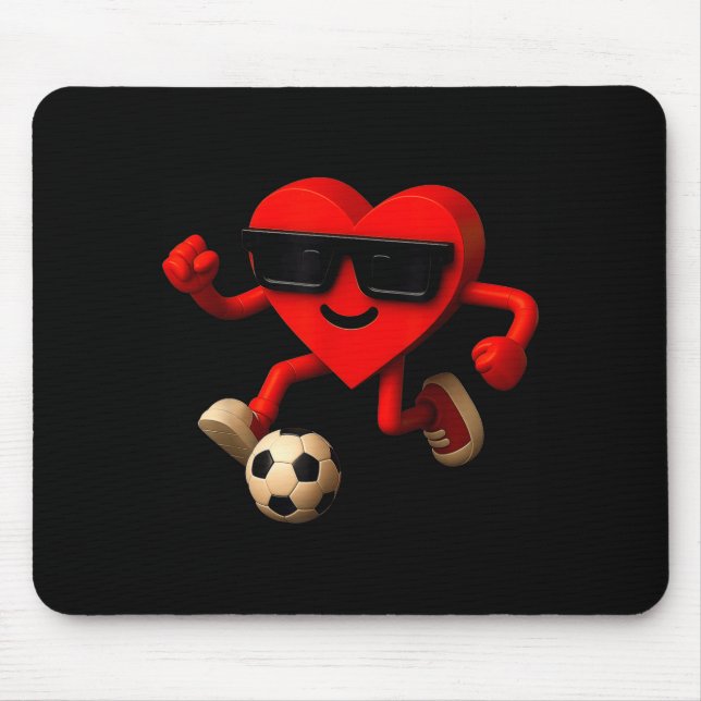 Alfombrilla De Ratón Soccer Valentines Day Cute Funny Heart Boys Girls  (Frente)