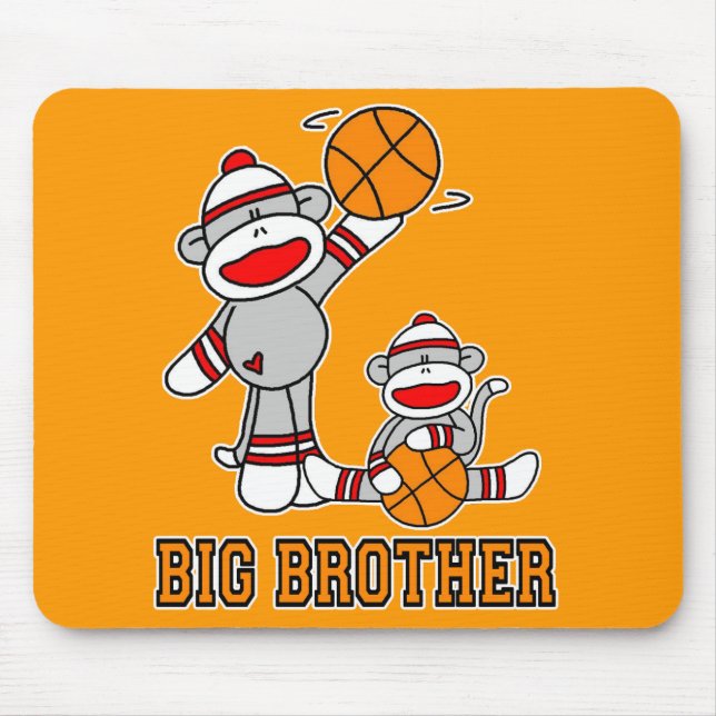 Alfombrilla De Ratón SockMonkey Baloncesto Gran Hermano Mousepad (Frente)