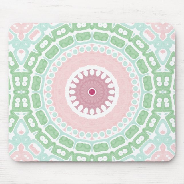 Alfombrilla De Ratón Soft Green and Blush Mandala Pattern (Frente)
