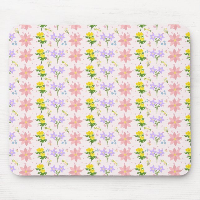 Alfombrilla De Ratón Soft Pastel Wildflower Botanical Pattern Mousepad  (Frente)