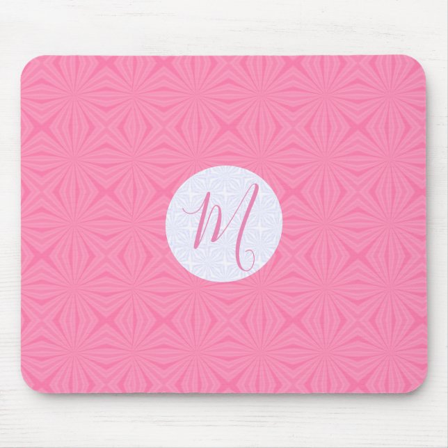 Alfombrilla De Ratón Soft Pink Squiggly Squares Personalized Initial (Frente)