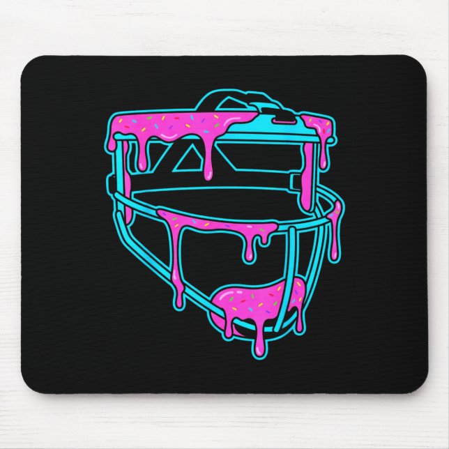 Alfombrilla De Ratón Softball Catcher Drip Ice Cream Mask Sprinkles Gam (Frente)