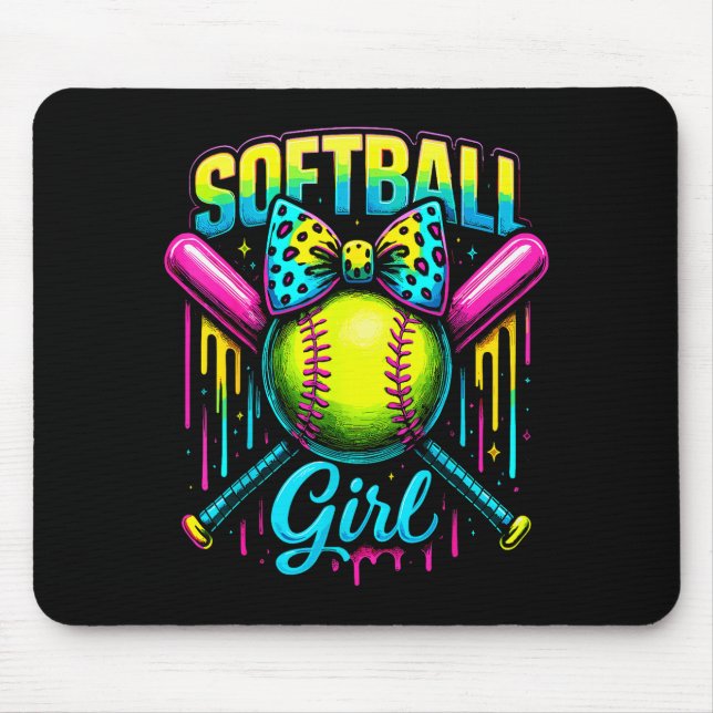 Alfombrilla De Ratón Softball Girl Drip Funny Softball Player  (Frente)