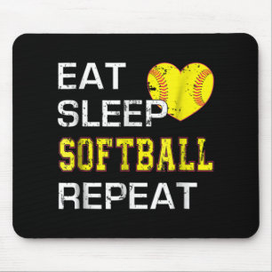 Alfombrilla De Ratón Softbol Comer Sleep Sofball Repetir
