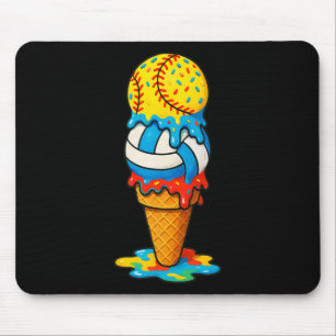 Alfombrilla De Ratón Softbol Voleibol Helado Goteo Colorido Verano