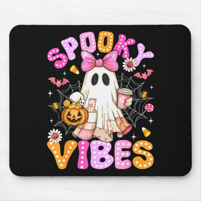 Alfombrilla De Ratón Soky Vibes Ghost Retro Groovy Halloween Women Girl (Frente)