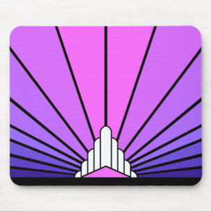 Alfombrilla De Ratón Sol Art Decó en morado y rosa