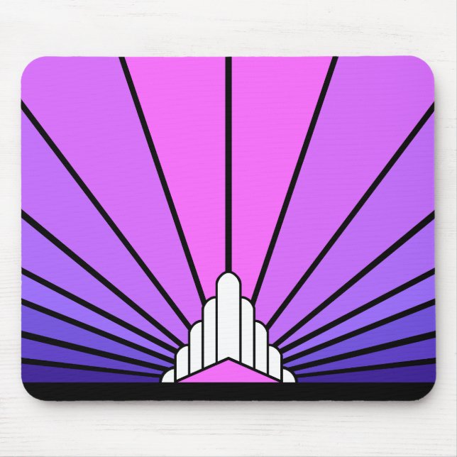 Alfombrilla De Ratón Sol Art Decó en morado y rosa (Frente)