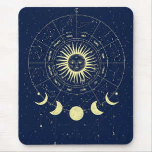 Alfombrilla De Ratón Sol Celestial Fases de la Luna Zodiaco