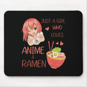 Alfombrilla De Ratón Solo un chica que ama a Anime y Ramen Japan Anime