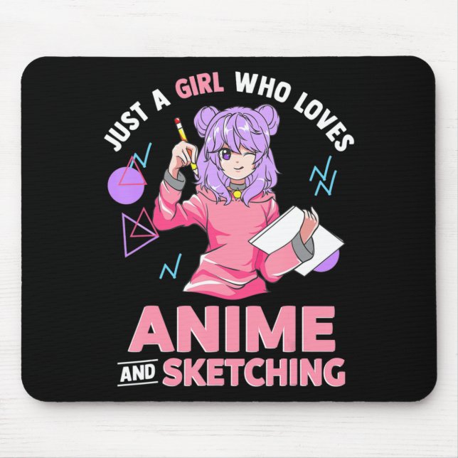 Alfombrilla De Ratón Sólo un Chica que ama el anime y el bocetos (Frente)