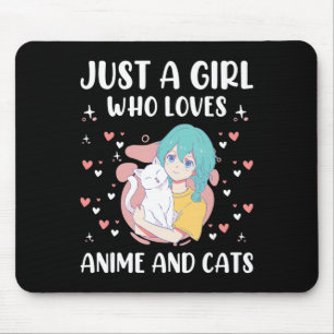 Alfombrilla De Ratón Solo un Chica que ama el anime y los gatos educan 