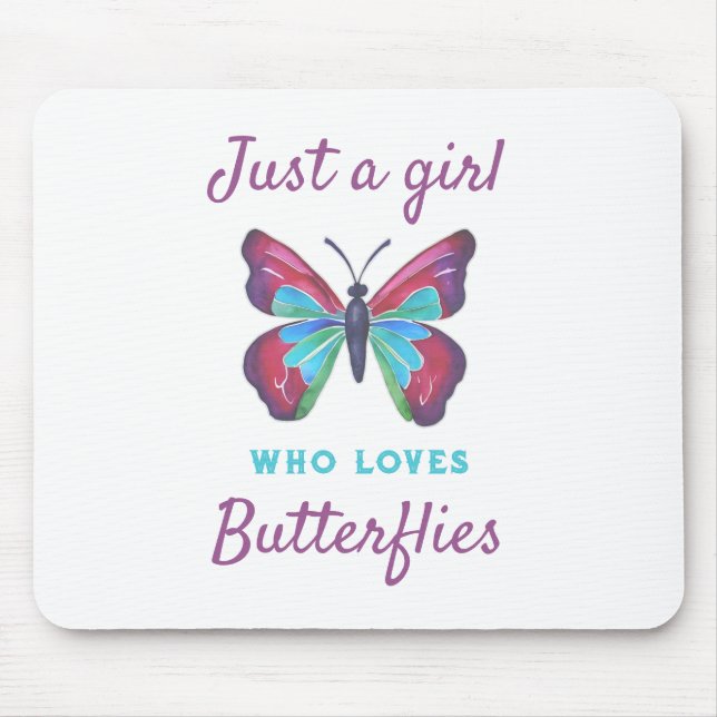 Alfombrilla De Ratón Sólo un chica que ama las mariposas (Frente)