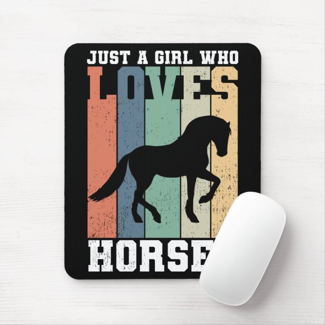 Alfombrilla De Ratón Sólo un chica que ama los caballos | Caballo retro (Con ratón)