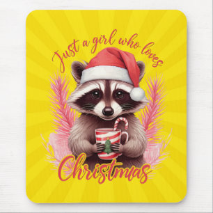 Alfombrilla De Ratón Solo Una Chica Que Ama El Mapache De Navidad-71692