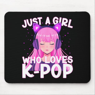 Alfombrilla De Ratón Solo una chica que ama K-p coreano lindo escuchand
